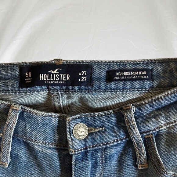 Hollister High Rise Mom Jeans Women 5R W27 L27 Blue  Stretch - Picture 5 of 7